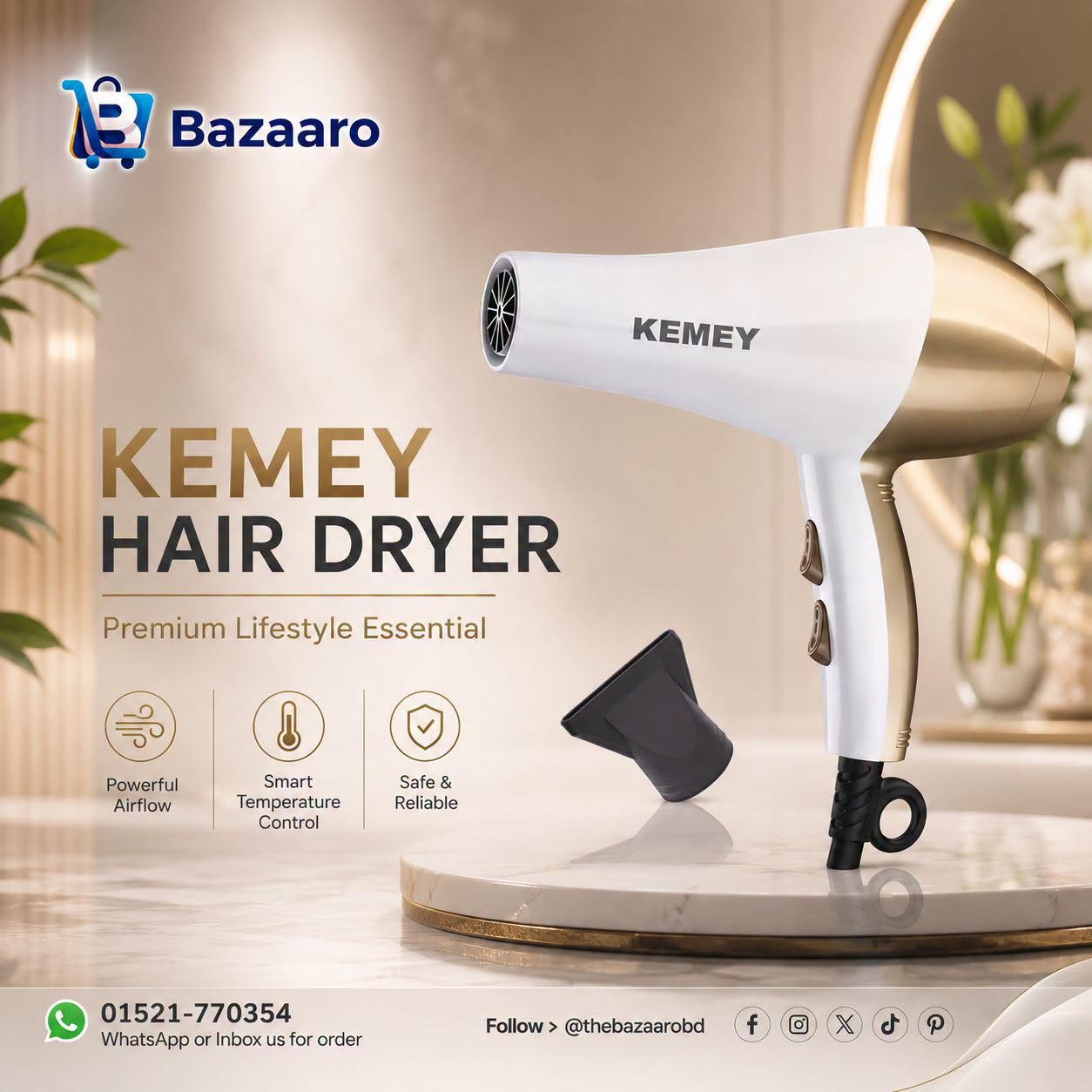 Kemey High Speed Negative Ions Hair Dryer KM-5813